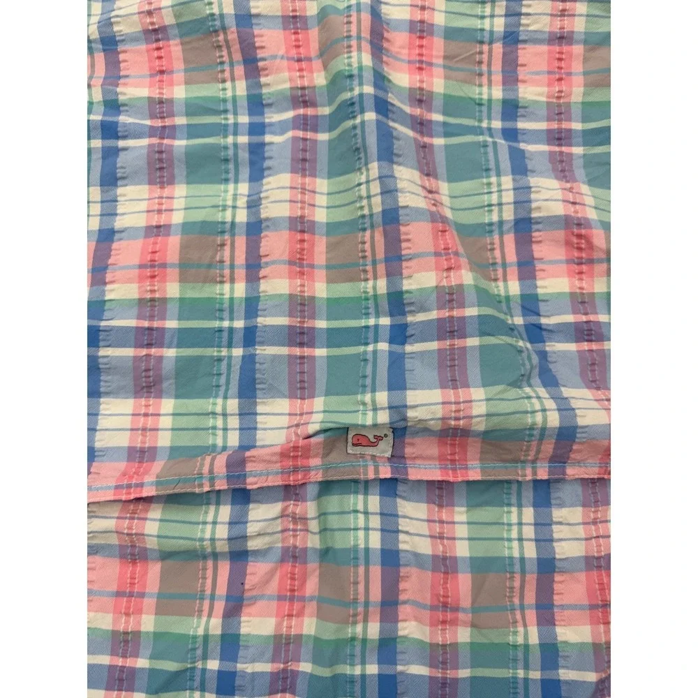 Vineyard Vines Harbor Shirt Mens Medium Multicolor Plaid Seersucker Fishing Vent